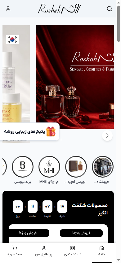 نمای موبایل وبسایت روشه