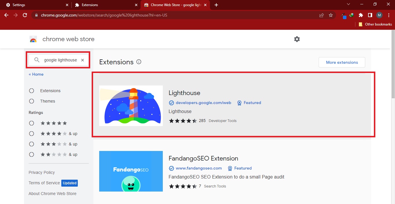google lighthouse