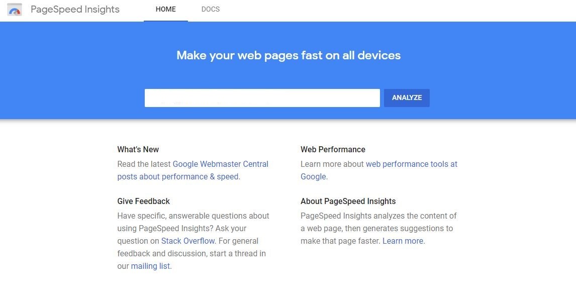 page speed insights